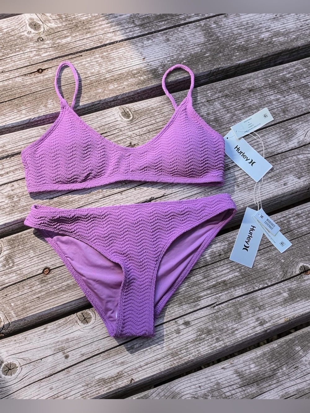 NWTs Hurley Wave Scrunch Bralette Bikini-size Medium - Orchid